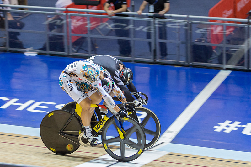 Cyclists at velodrome